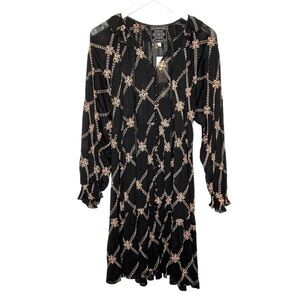 Johnny Was Jackie Mini Dress Black Plaid Eyelet Size S NEW NO SLIP